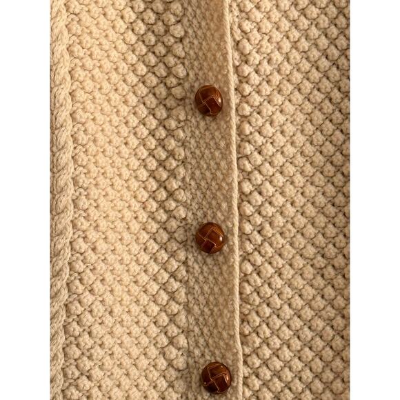 One-Of-A-Kind Handmade Beige Fisherman's Cable Knit Cardigan Sweater - Picture 5 of 5